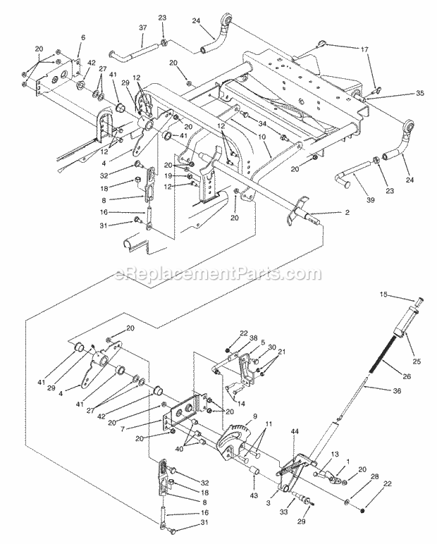 Lift System And Linkage Diagram and Parts List for Z42 53AC305G100 Cub Cadet Lawn Mower